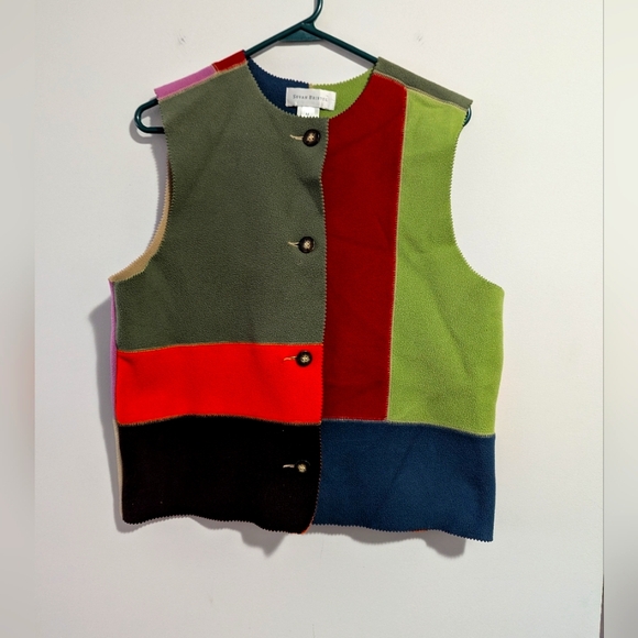 Susan Bristol Jackets & Blazers - Susan Bristol. Colorful Colour Block Patchwork Vest. Fleece. Size M. Y2…